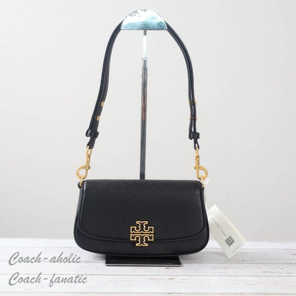 NWT Tory Burch Britten Convertible Leather Crossbody in Black - Picture 4 of 12